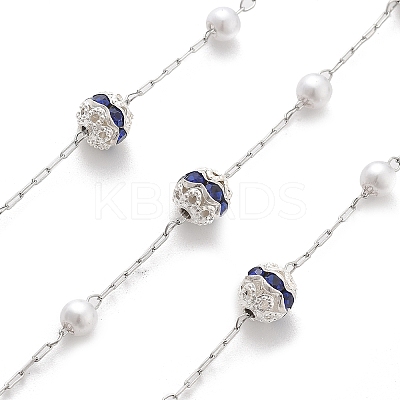 Handmade ABS Imitation Pearl & Rhinestone Round Chains CHS-L028-03P-04-1