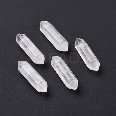 Natural Quartz Crystal Double Terminal Pointed Pendants G-C007-02B-14-1