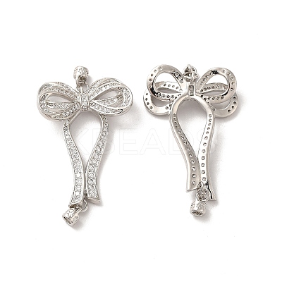 Brass Micro Pave Clear Cubic Zirconia Fold Over Clasps with Cord Ends KK-M243-16P-1