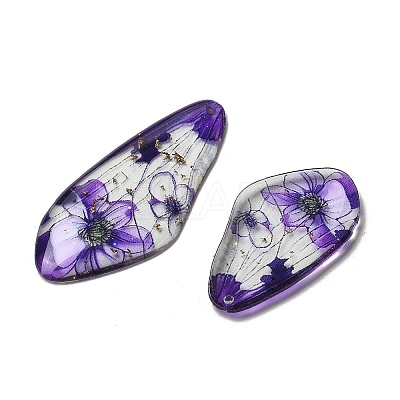 4Pcs Transparent Epoxy Resin Butterfly Wings Pendants RESI-C057-07C-1