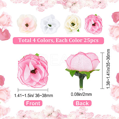 100Pcs 4 Colors Cloth Imitation Rose AJEW-CP0001-84-1