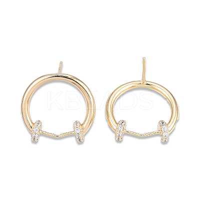 Ring Brass Clear Cubic Zirconia Stud Earrings for Women EJEW-N012-53-1