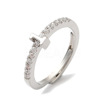 Rack Plating Brass Clear Cubic Zirconia Number 1 Adjustable Rings for Women RJEW-S407-09P-01-1