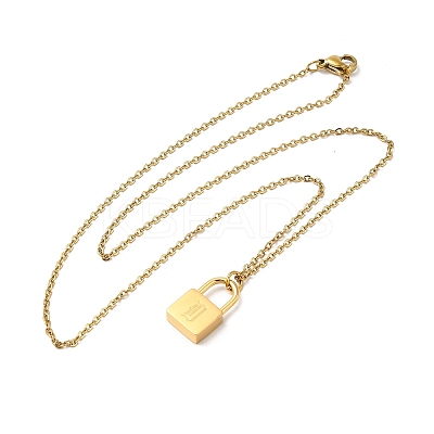 304 Stainless Steel Rolo Chain Pendant Necklaces NJEW-S444-01G-04-1