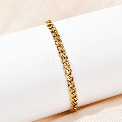 201 Stainless Steel Cuba Chian Bracelet for Men LS-BJEW-B138-07G-1