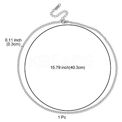 304 Stainless Steel Curb Chain Necklace for Men Women NJEW-YW0001-14-1