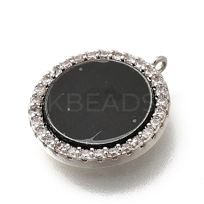 Brass Micro Pave Cubic Zirconia and Acrylic Charms LS-KK-Q035-02P-1