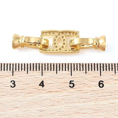 Rack Plating Brass Micro Pave Clear Cubic Zirconia Fold Over Clasps KK-S384-12G-1