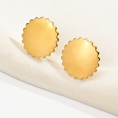 Elegant Irregular 201 Stainless Steel Flat Round Stud Earrings EV2477-1