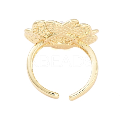 Rack Plating Flower Brass Open Cuff Rings for Women RJEW-B064-18G-02-1