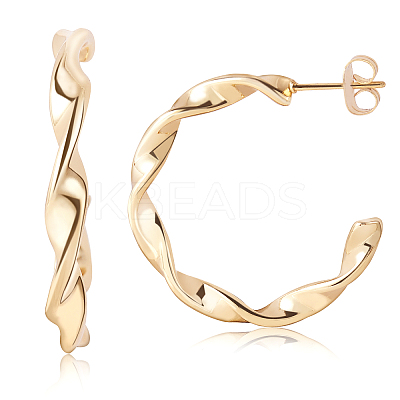 Stainless Steel Round Twist Stud Earrings Women JE1106A-1