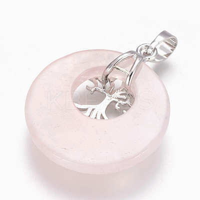 Natural Rose Quartz Pendants G-F573-C12-1