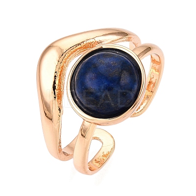 Round Natural Lapis Lazuli Finger Rings RJEW-N046-10E-1