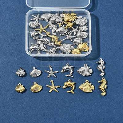 36Pcs 12 Styles Ocean 304 Stainless Steel Pendants STAS-FS0001-95-1