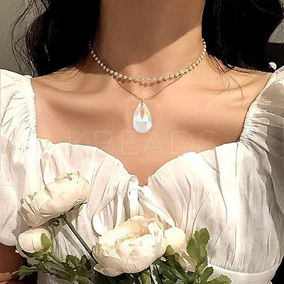 30Pcs Faceted Glass Pendants GLAA-YW0005-49-1