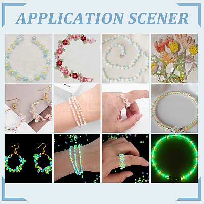 24 Styles Luminous Glass Seed Beads SEED-PH0001-72-1