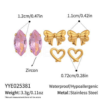 3 Pairs 304 Stainless Steel Earring Sets VB5348-5-1