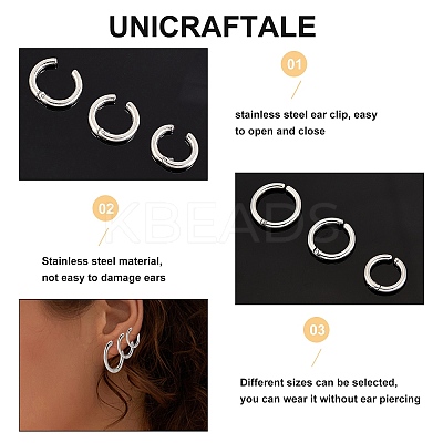 12Pcs 6 Size 304 Stainless Steel Cuff Earrings EJEW-UN0001-82-1