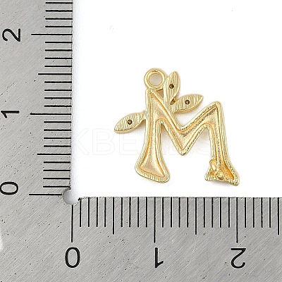 Brass Crystal Rhinestone Letter Links Connector Charms KK-S395-06G-M-1
