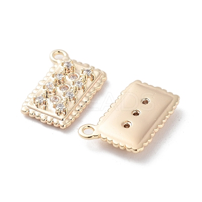 Brass Micro Pave Clear Cubic Zirconia Charms KK-F871-37G-1