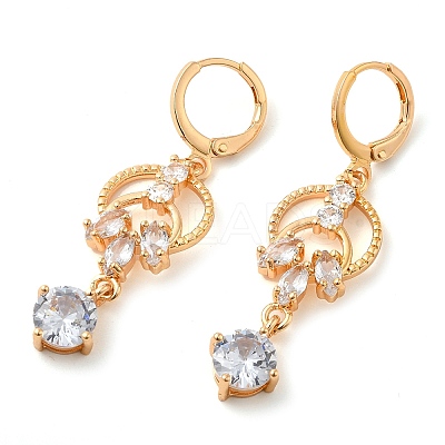Rack Plating Golden Brass Dangle Leverback Earrings EJEW-B037-13G-1