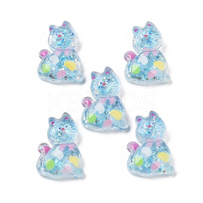 Transparent Resin Bowknot Kitten Decoden Cabochons RESI-M045-07E-1