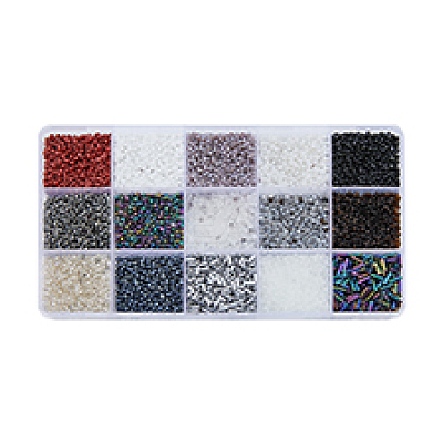 225g 17 Style Glass Seed Glass Bugle & Round Beads SEED-DC0001-02A-1
