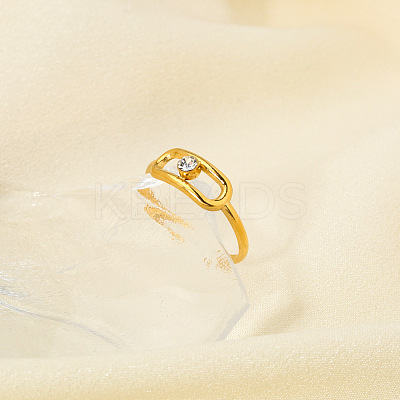 Fashionable Stainless Steel Clear Cubic Zirconia Hollow Rectangle Cuff Rings for Women LS-XE1808-1