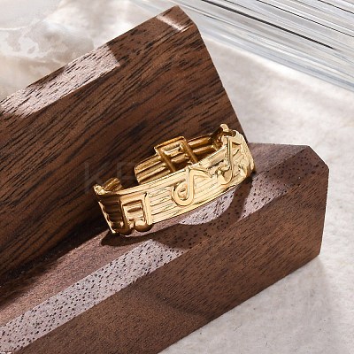 Musical Note 304 Stainless Steel Cuff Rings for Women RJEW-F175-03G-01-1