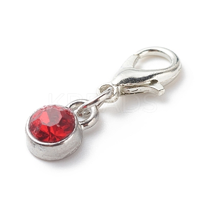 Alloy Rhinestones Birthstone Pendant Decorations HJEW-JM00743-1