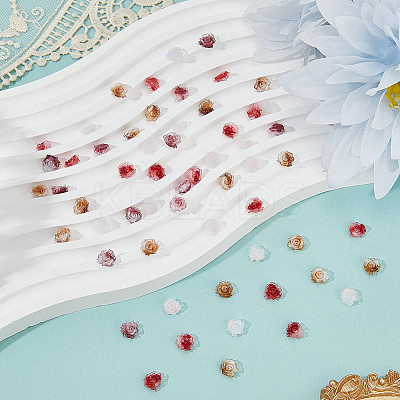 200Pcs 4 Colors Flower Resin Cabochons MRMJ-CY0001-01-1