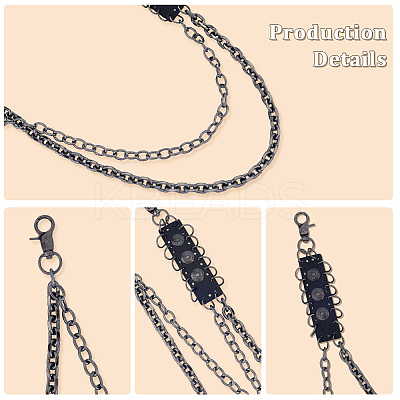 1Pc Alloy Double Layer Chain Belts for Pants AJEW-GF0011-93D-1