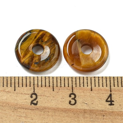 Natural Tiger Eye Donut/Pi Disc Charms G-G142-01O-1