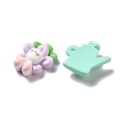 Cartoon Rabbit Theme Opaque Resin Decoden Cabochons X-RESI-R443-04-1