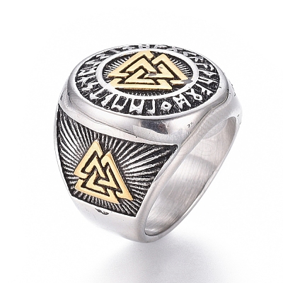 304 Stainless Steel Signet Rings for Men RJEW-D073-09-ASG-1