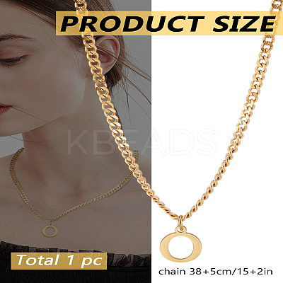 1Pc 304 Stainless Steel Letter Pendant Necklaces NJEW-LP0001-33O-G-1
