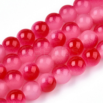 Baking Paint Imitation Jade Glass Round Bead Strands LS-X1-DGLA-N003-8mm-07-1