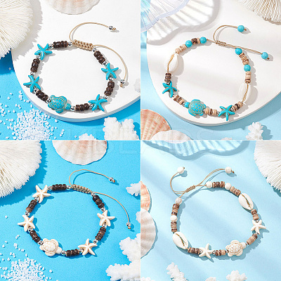 Pcs Coconut Braided Bead Bracelets BJEW-SC0001-49-1