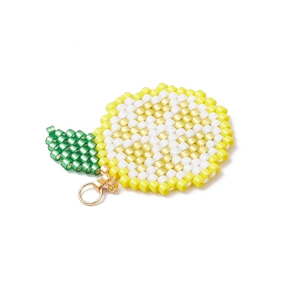 Glass Seed Beaded Lemon Pendants PALLOY-MZ00814-01-1