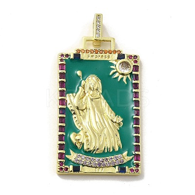 Brass Micro Pave Cubic Zirconia Pendants with Enamel KK-H458-03G-14-1