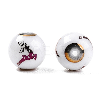 Christmas Opaque Glass Beads EGLA-R113-03G-1