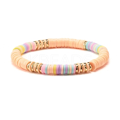 Synthetic Hematite & Polymer Clay Heishi Beads Stretch Bracelets Set BJEW-JB07381-1