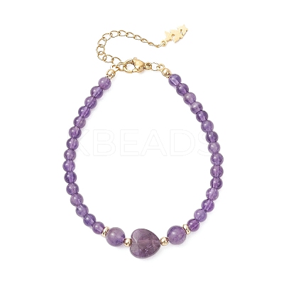 Heart Gemstone Bead Bracelets BJEW-JB13297-1