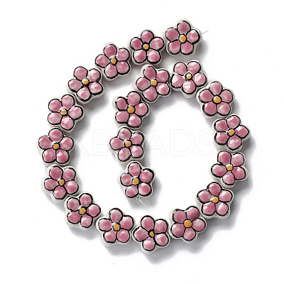 Handmade Porcelain Flower Beads Strands PORC-F003-01F-1