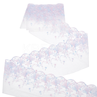 5 Yards Polyester Embroidery Shell Lace Ribbon OCOR-BC0006-66B-1