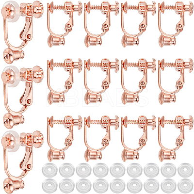 24Pcs Brass Screw On Clip-on Earring Findings KK-SP0001-20RG-1