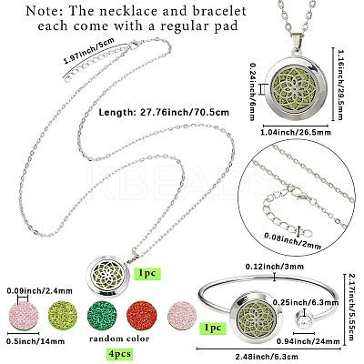 1Pc Stainless Steel Open Cuff Bangles & 1Pc Stainless Steel Pendant Neclace AJEW-SC0004-06D-1