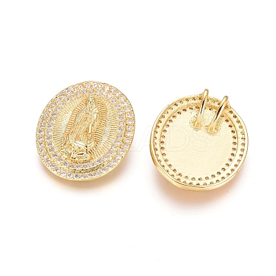 Brass Micro Pave Clear Cubic Zirconia Pendants ZIRC-G152-52G-1