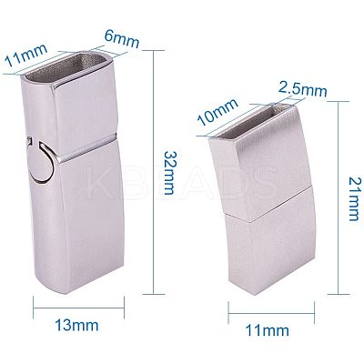 304 Stainless Steel Matte Magnetic Bracelet Clasps STAS-PH0018-11-WH-1