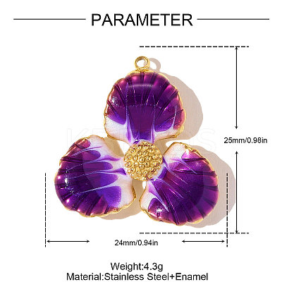 304 Stainless Steel Enamel Pendants STAS-OY010-52G-1